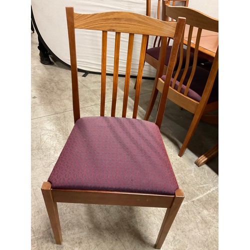 364 - BOB GROOM JARRAH WOOD PEDESTAL DROP LEAF DINING TABLE AND SIX MATCHING CHAIRS WITH UPHOLSTERED SEATS... 