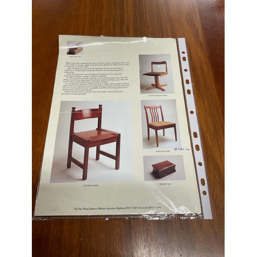 364 - BOB GROOM JARRAH WOOD PEDESTAL DROP LEAF DINING TABLE AND SIX MATCHING CHAIRS WITH UPHOLSTERED SEATS... 