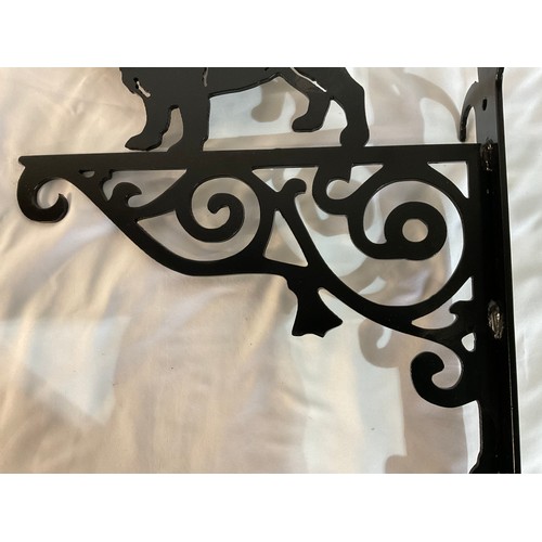 6 - PAIR OF MILD STEEL DECORATIVE WALL BRACKETS DECORATED WITH FRENCH BULLDOG