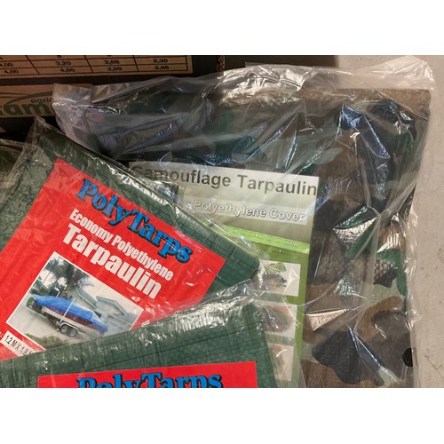 19 - A BOX OF NEW CAMOFLAUGE TARPAULIN SHEETS