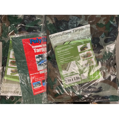 19 - A BOX OF NEW CAMOFLAUGE TARPAULIN SHEETS