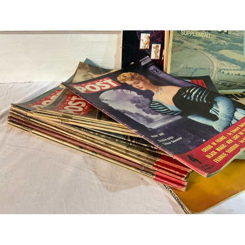 42 - A BOX OF VINTAGE ESQUIRE MAGAZINES FOR MEN AND PICTURE POST MAGAZINES