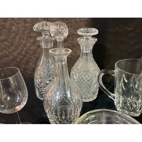 44 - TWO BOXES OF GLASSWARE TO INCLUDE DECANTERS FRUIT BOWLS SUNDAE DISHES WATER JUGS ETC