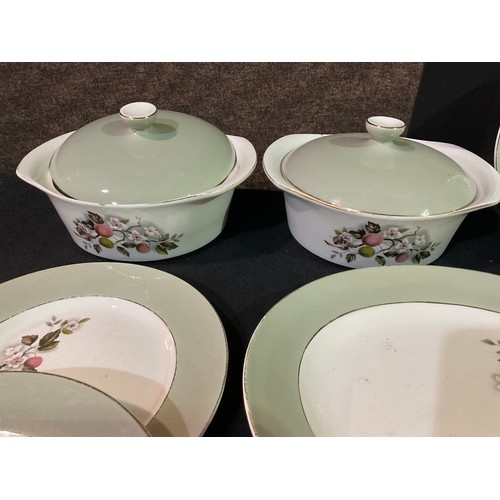 50 - A BOX OF CHINA TO INCLUDE ALFRED CLOUGH LIMITED PART DINNER SERVICE AND A BONE CHINA PART TEA SERVIC... 