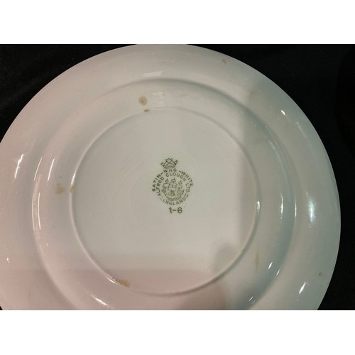 50 - A BOX OF CHINA TO INCLUDE ALFRED CLOUGH LIMITED PART DINNER SERVICE AND A BONE CHINA PART TEA SERVIC... 