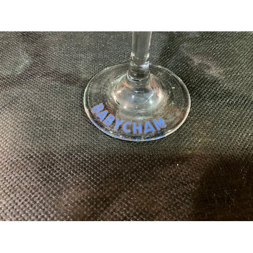 92 - SEVEN VINTAGE BABYCHAM GLASSES