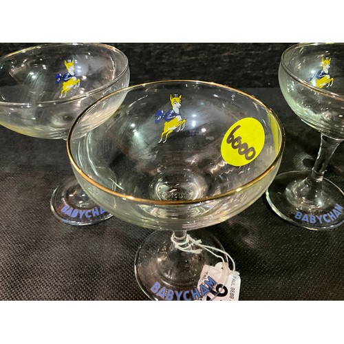 92 - SEVEN VINTAGE BABYCHAM GLASSES