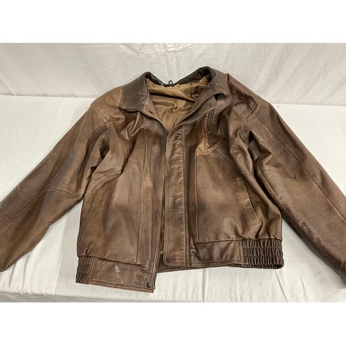 95 - WALLACE SACKS LEATHER FLYING JACKET - SIZE LARGE AND A WALLACE SACKS LEATHER JACKET