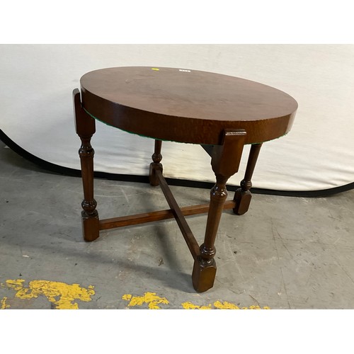 411 - VINTAGE OAK FOLDING CIRCULAR TABLE H19” D22”