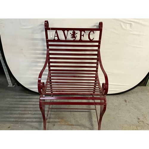 415 - HAND MADE CAST IRON POWDER COATED ASTON VILLA FC GARDEN CHAIR