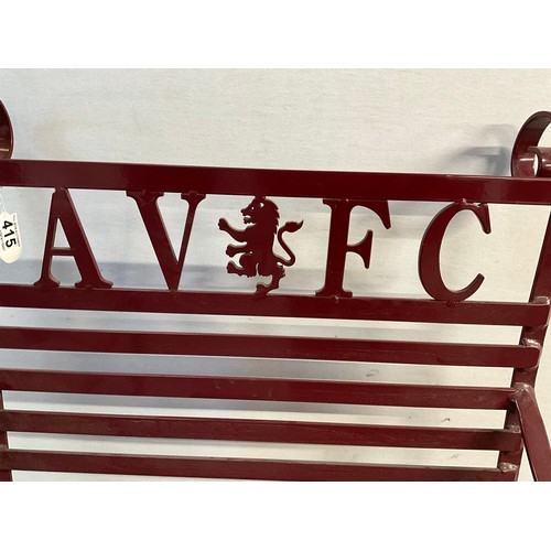 415 - HAND MADE CAST IRON POWDER COATED ASTON VILLA FC GARDEN CHAIR