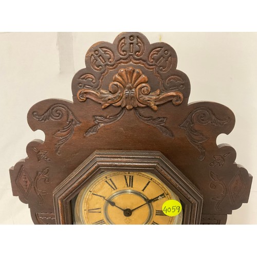 3 - AMERICAN GINGER BREAD CLOCK COMPLETE WITH PENDULUM AND KEY H23