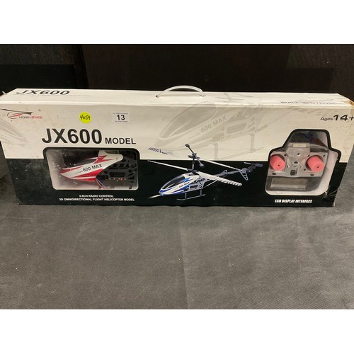 13 - RADIO CONTROL HOBBYSTATE JX 600 MODEL HELICOPTER