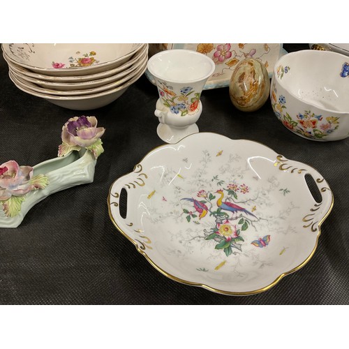 14 - BOX OF VICTORIAN AND LATER CHINA TO INCLUDE TULIP VASES  ROYAL WOCESTER TERRINES ANYSLEY ETC