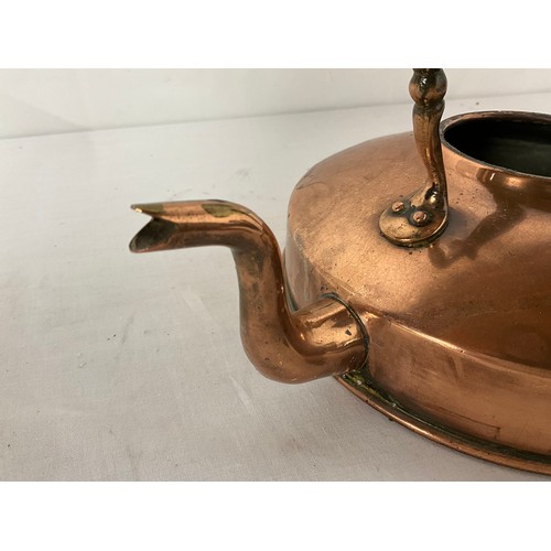 37 - VINTAGE COPPER LOG BURNER FLAT BASE KETTLE