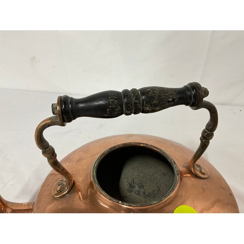 37 - VINTAGE COPPER LOG BURNER FLAT BASE KETTLE