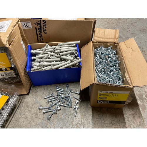 46 - BOX OF NEW COACH SCREWS AND CLOUT NAILS