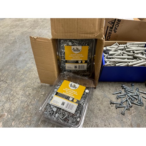 46 - BOX OF NEW COACH SCREWS AND CLOUT NAILS