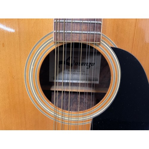 58 - LORENZO MODEL 55/0 ACOUSTIC  12 STRING GUITAR AND STAND