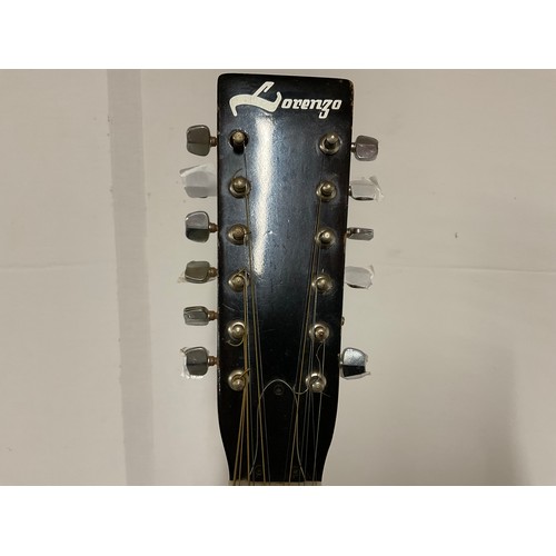 58 - LORENZO MODEL 55/0 ACOUSTIC  12 STRING GUITAR AND STAND