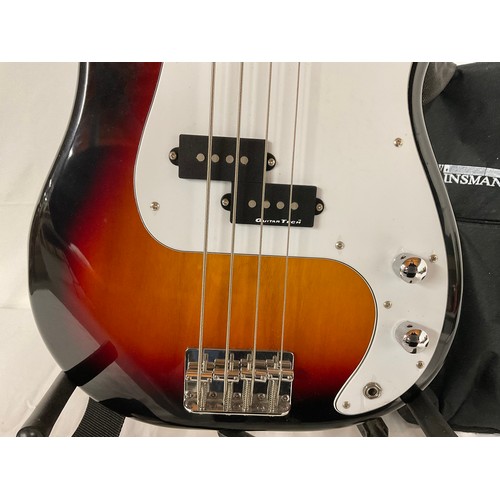 60 - ENCORE BLASTER SERIES E4 ELECTRIC BASS GUITAR WITH STAND AND CASE