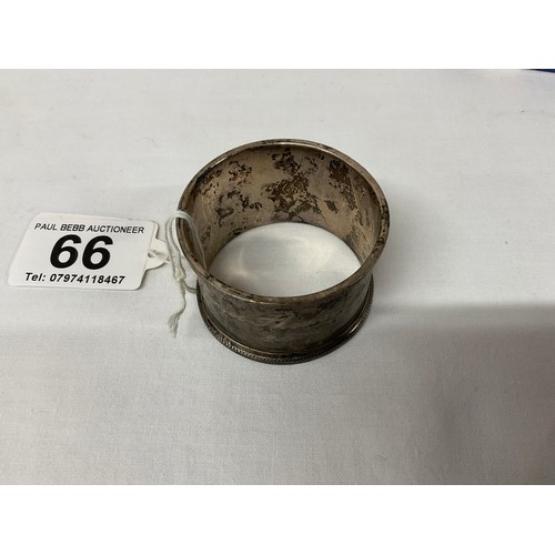 66 - HALLMARKED SILVER SERVETTE RING HALLMARKED SILVER BLADED KNIFE CONTINETAL SILVER SPOON SILVER PLATED... 