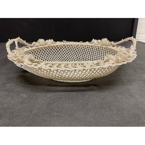 71 - VICTORIAN LUSTERED DELICATE BELLEEK FRUIT BOWL A/F