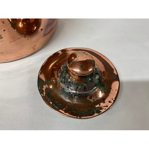 82 - COPPER AND BRASS BUGLE AND VICTORIAN COPPER KETTLE