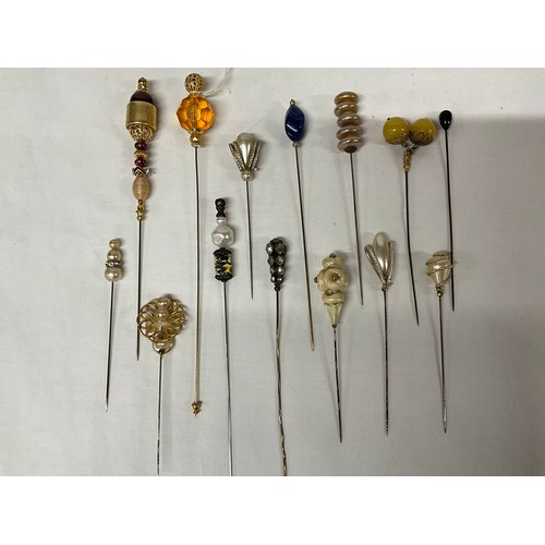 84 - COLLECTION OF VICTORIAN AND LATER HAT PINS (14)