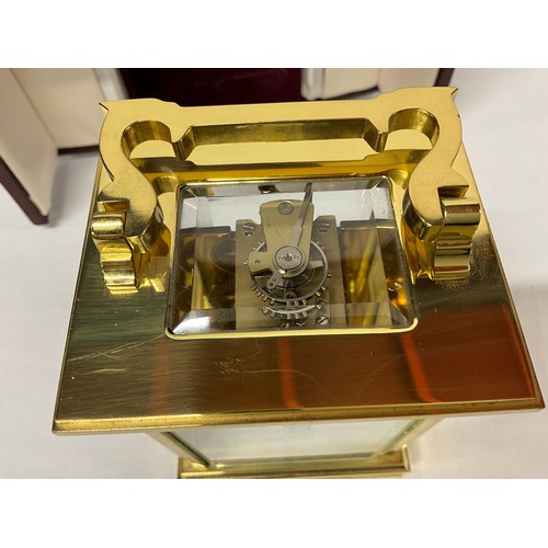 94 - PAUL LAVANT BRASS CARRIAGE CLOCK IN ORGINAL PRESENTATION CASE COMPLETE WITH KEY