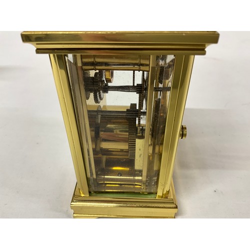 94 - PAUL LAVANT BRASS CARRIAGE CLOCK IN ORGINAL PRESENTATION CASE COMPLETE WITH KEY