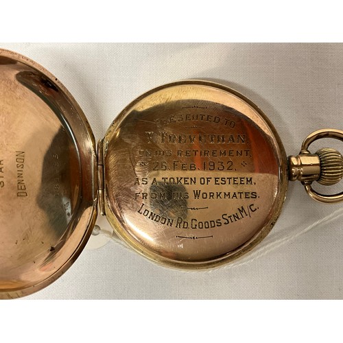 95 - WALTHAM BOND ST POCKET WATCH AND DENNISON POCKET WATCH