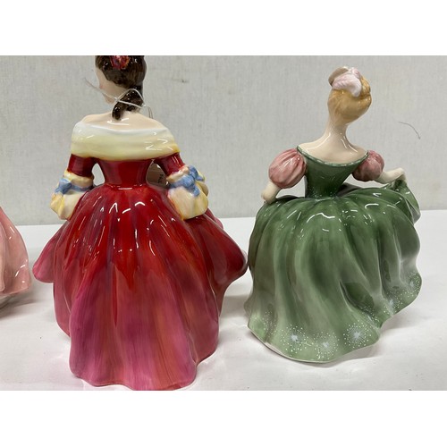 99 - 4 ROYAL DOULTON LADY FIGURES -MICHELLE,MAYTIME,SOUTHERN BELLE AND FAIR LADY (BROKEN)