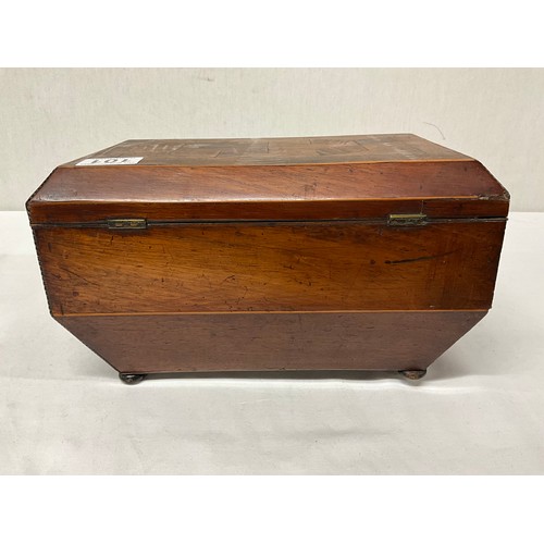 101 - VICTORIAN MAHOGANY VENNEERED JEWELLERY BOX (FOOT MISSING)