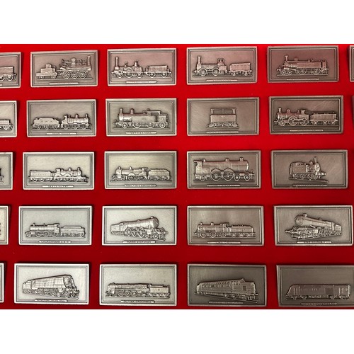 106 - MAHOGANY CASED GREAT BRITISH LOCOMOTIVES COLLECTION OF PEWTER INGOTS LIMITED EDITION CREATED BY JOHN... 