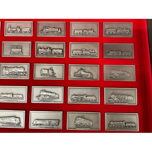 106 - MAHOGANY CASED GREAT BRITISH LOCOMOTIVES COLLECTION OF PEWTER INGOTS LIMITED EDITION CREATED BY JOHN... 