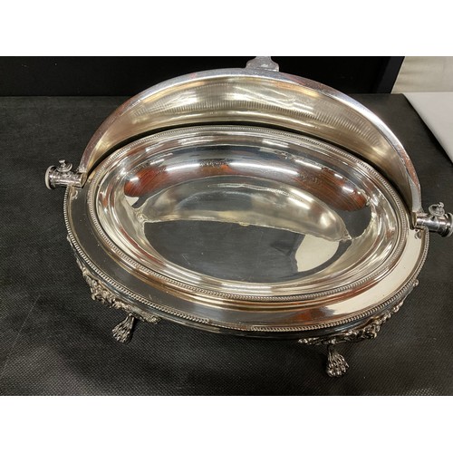 107 - QTY OF SILVER PLATED ITEMS TO INCLUDE ELKINGTON WARMER WALKER AND HALL TEAPOT ,TANKARD,PLATED CUTLER... 