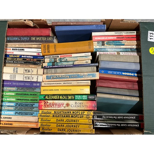 113 - 2 BOXES OF BOOKS - CRIME FICTION ETC