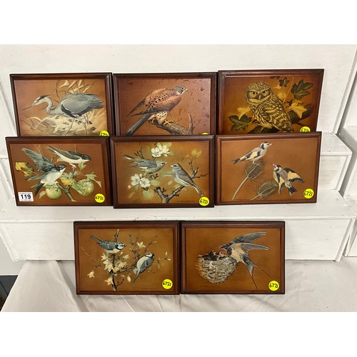 119 - SET OF 8 MAHOGANY BACKED BIRD PICTURES  
10