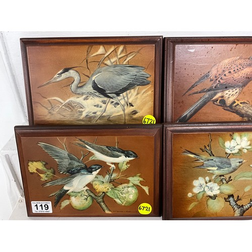 119 - SET OF 8 MAHOGANY BACKED BIRD PICTURES  
10