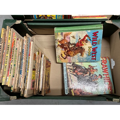 121 - TWO BOXES OF WESTERNS, COMICS AND BOOKS