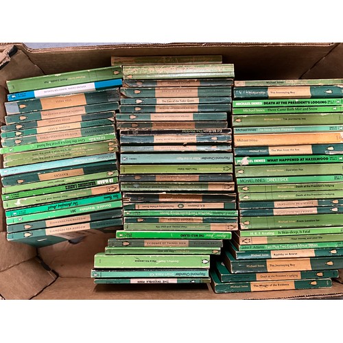 122 - BOX OF VINTAGE GREEN PENGUIN CRIME BOOKS