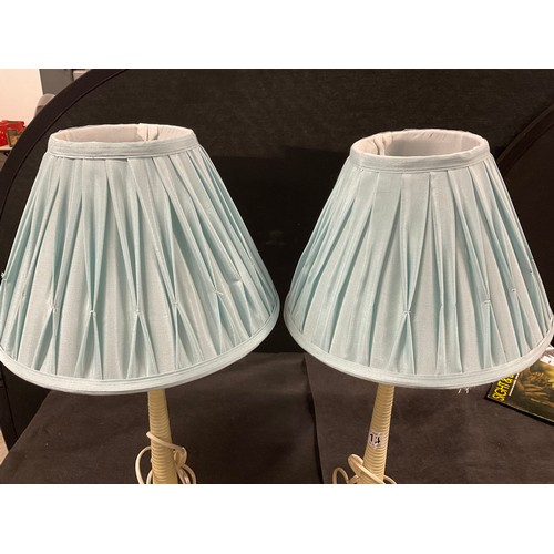 134 - PAIR OF METAL BASED RIBBED VINTAGE BEDSIDE LAMPS WITH SHADES