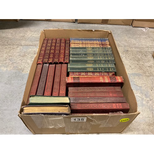 135 - BOX OF VINTAGE BOOKS TO INCLUDE: DICKENS, RUDYARD KIPLING ETC