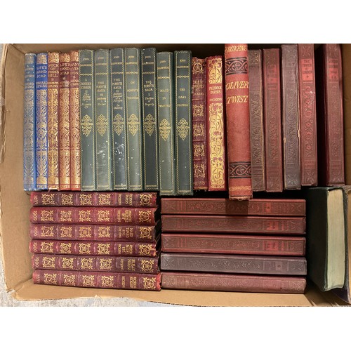 135 - BOX OF VINTAGE BOOKS TO INCLUDE: DICKENS, RUDYARD KIPLING ETC