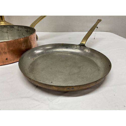 152 - BOX OF COPPER PANS ETC