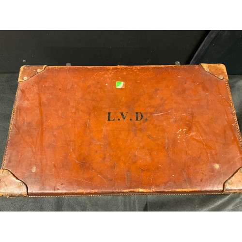 160 - TWO VINTAGE LEATHER SUITCASES