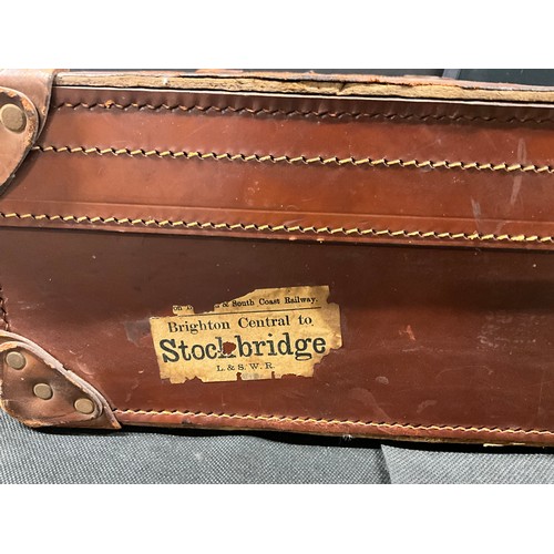 160 - TWO VINTAGE LEATHER SUITCASES