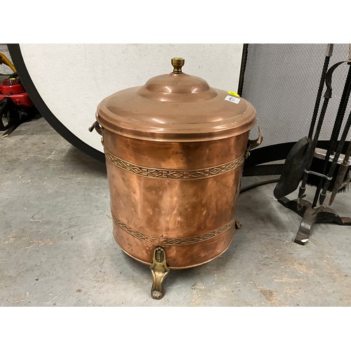 171 - COPPER COAL BIN, SPARK GUARD AND THREE COMPANION SETS