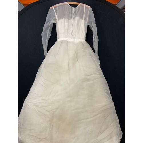 224 - VINTAGE SATIN CREAM WEDDING DRESS MADE BY 